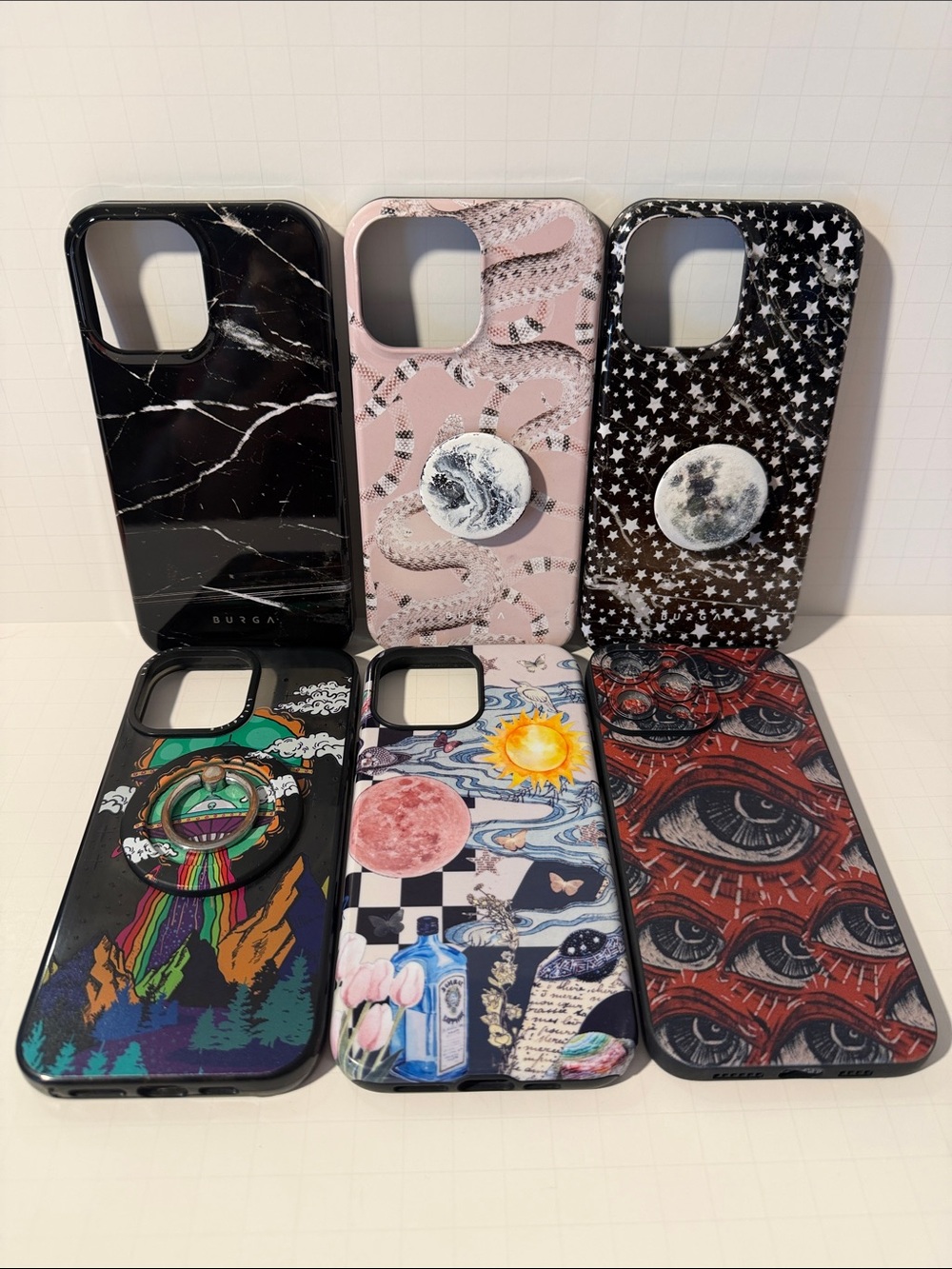 Assorted Pattern iPhone 13 Promax Case Set 
Burga Pop Socket SHEIN